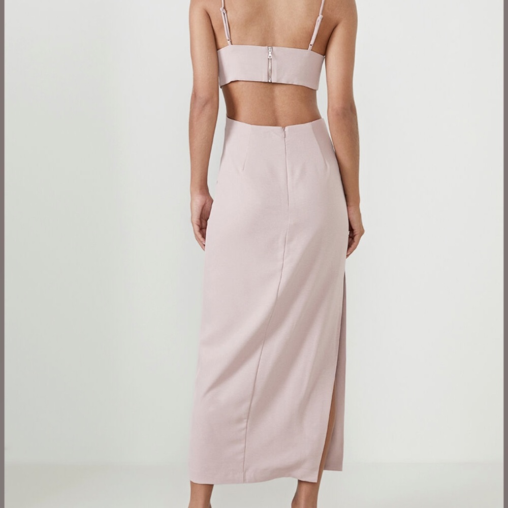 Cut Out Slit Midi Dress in Pink Rose